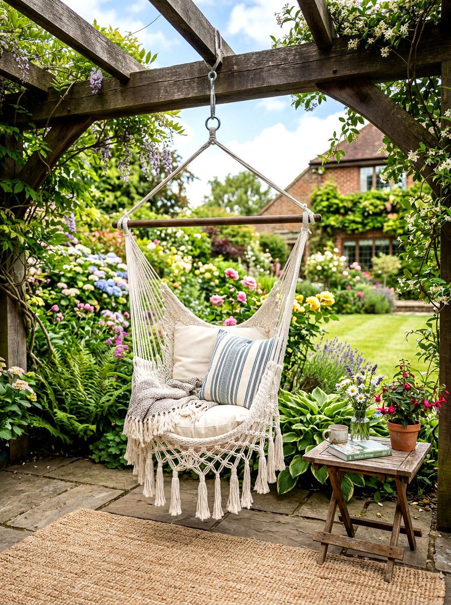 Hanging hammock chair - 30 backyard oasis ideas