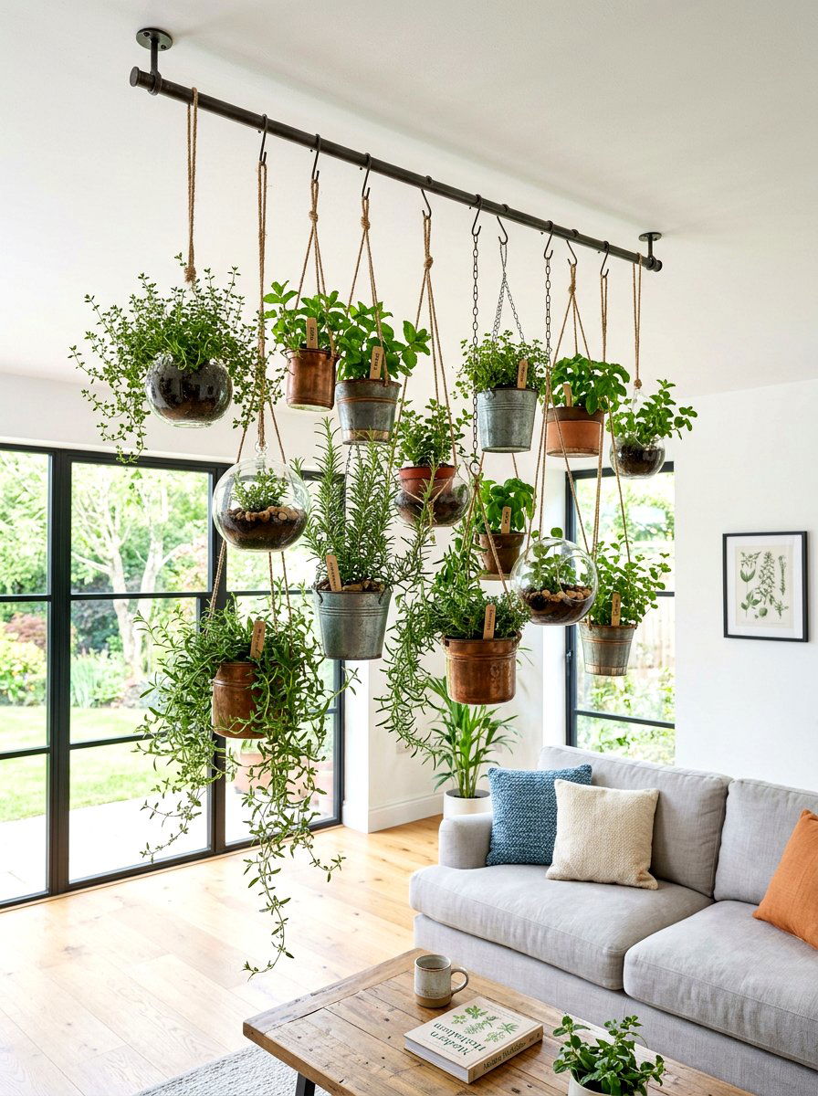 Hanging herb garden indoor - 30 apartment herb garden ideas