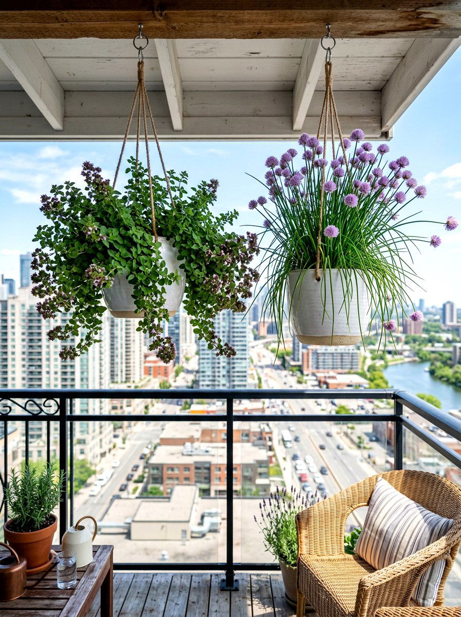 Hanging herb planter - 30 balcony herb box ideas