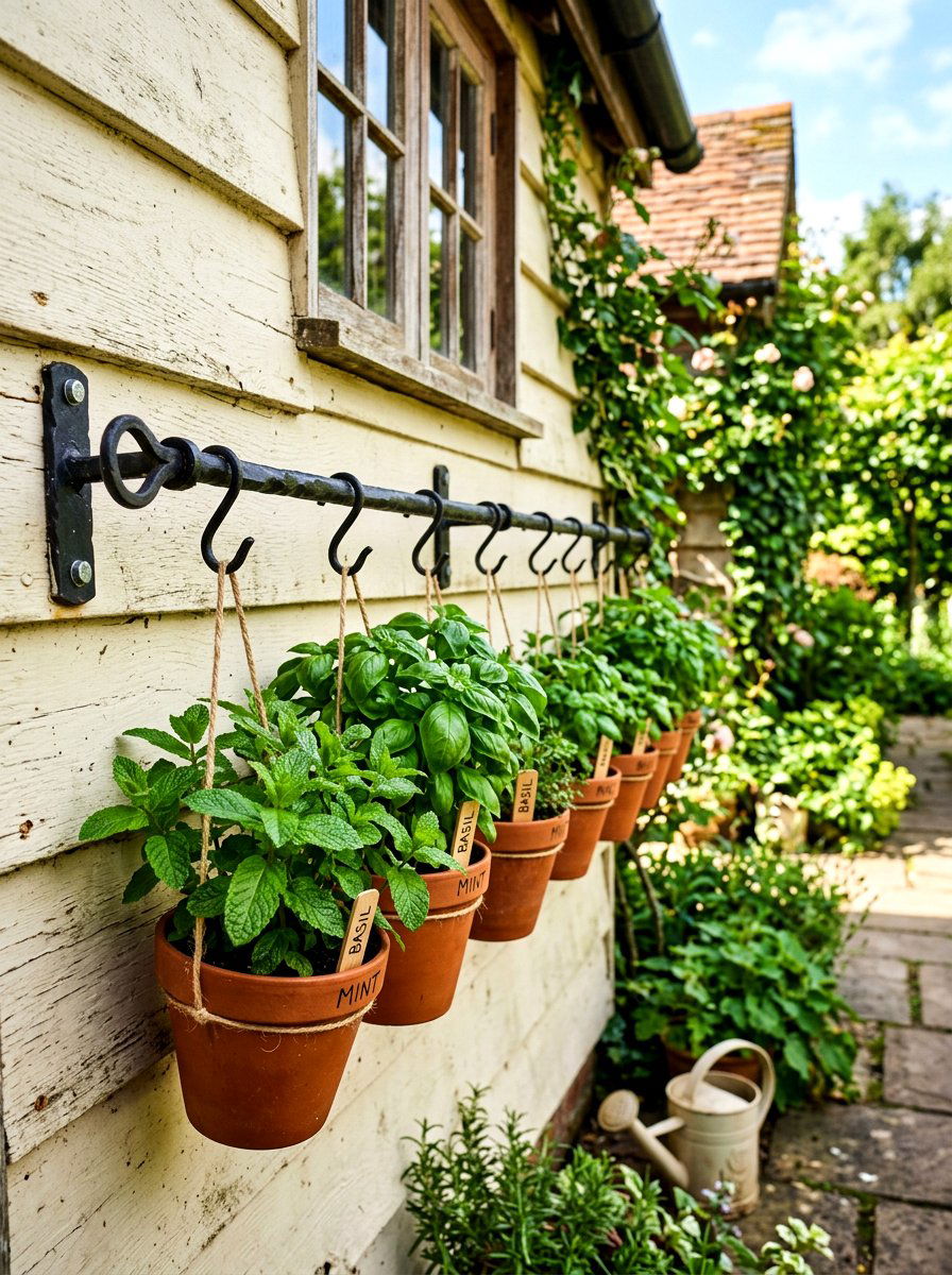 Hanging herb rack - 30 TikTok kitchen decor ideas