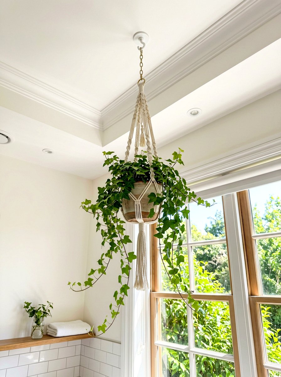 Hanging plant bathroom - 30 renter friendly bathroom decor ideas