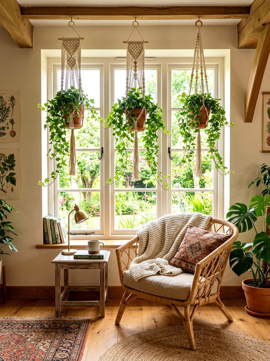 Hanging plant holder - 30 stylish small apartment ideas