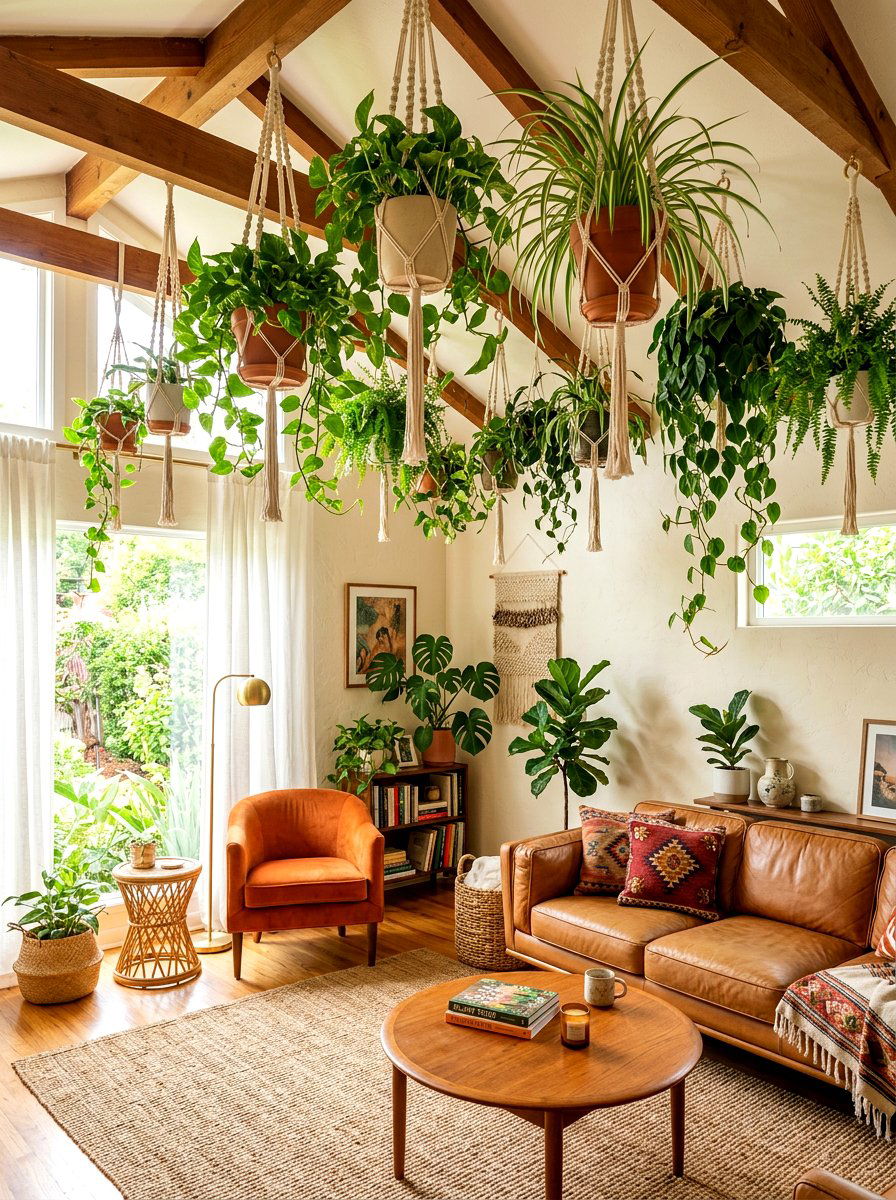 Hanging plants ceiling - 30 indoor plant decor ideas