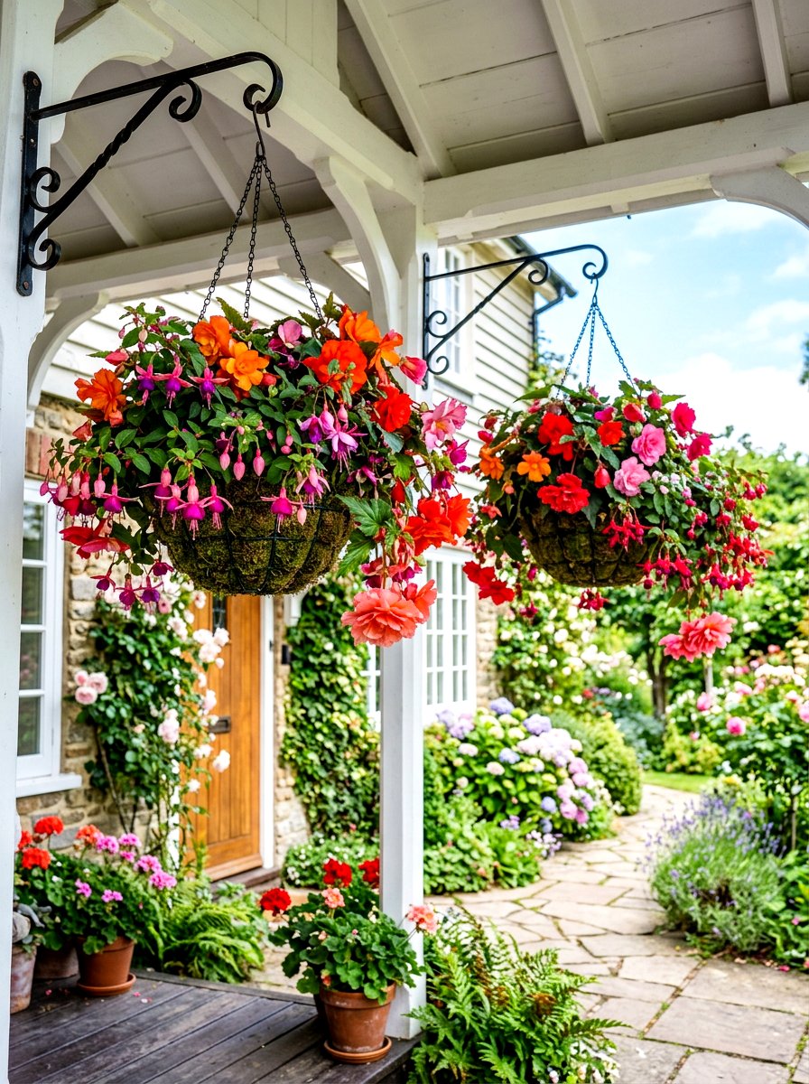 Hanging porch baskets - 30 front yard planter ideas