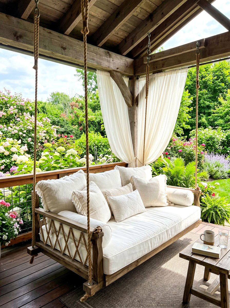 Hanging porch loveseat - 30 loveseat porch seating ideas