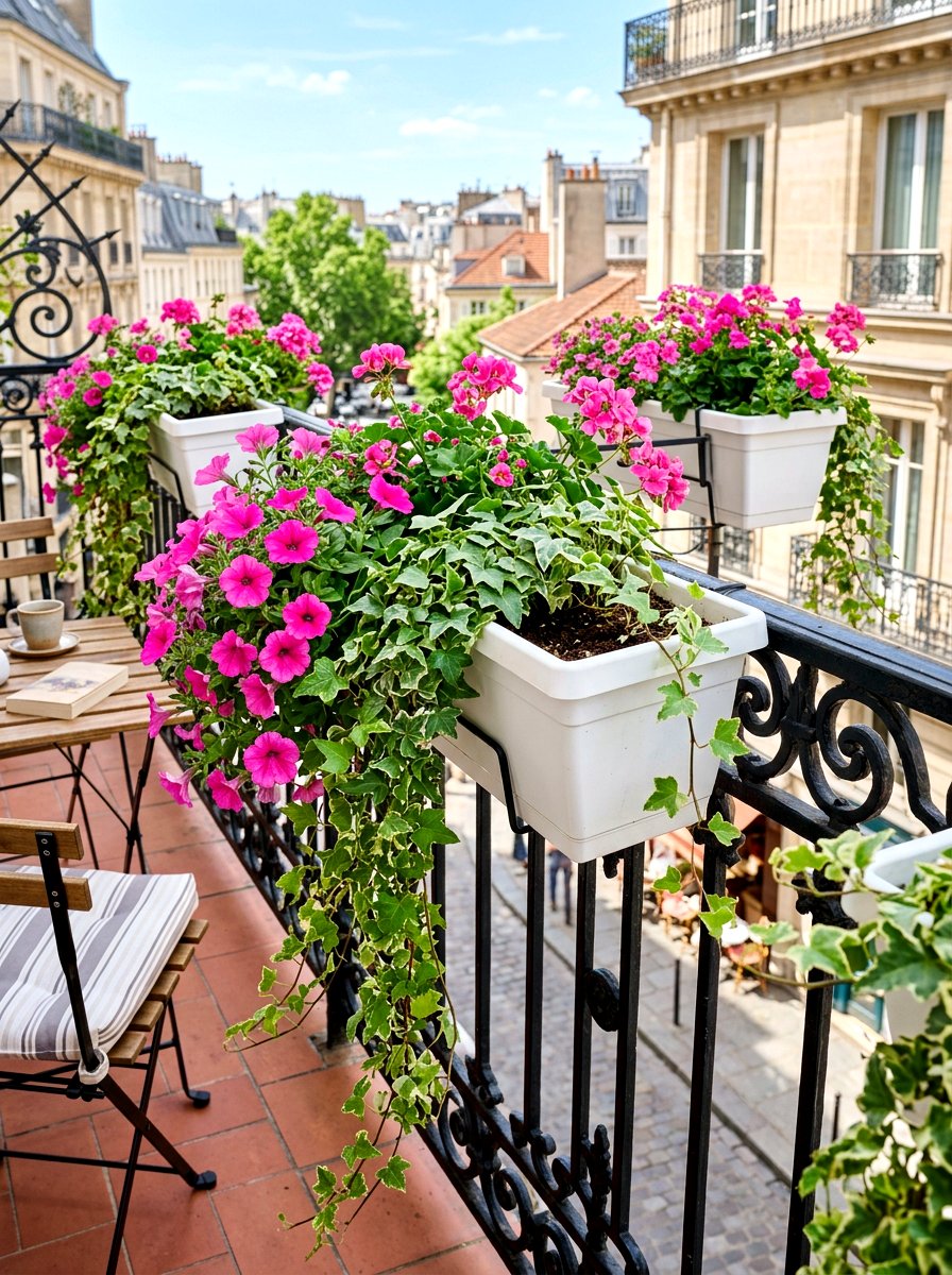 Hanging railing planter boxes - 30 balcony planter wall ideas
