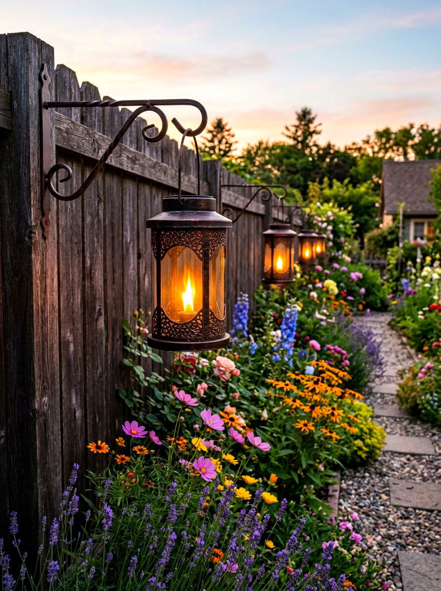 Hanging solar lanterns for fence - 30 fence lighting ideas