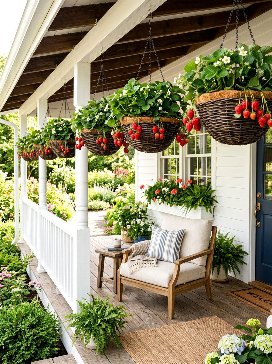 Hanging strawberry basket - 30 strawberry planter ideas