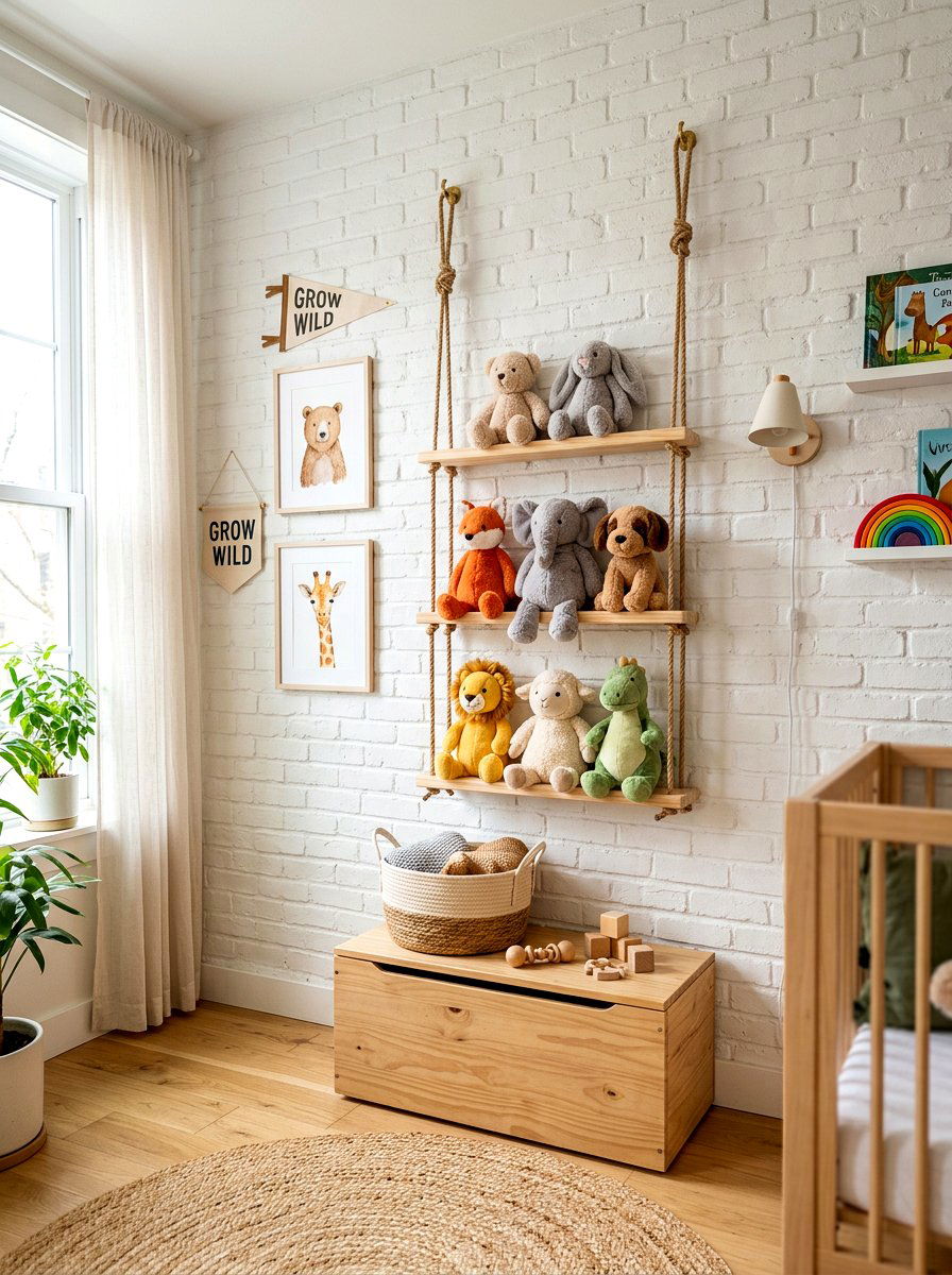 Hanging toy swing - 30 stuffed animal storage ideas