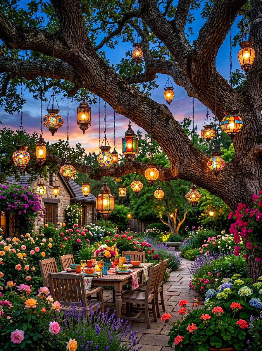 Hanging tree lantern - 30 landscape lighting ideas