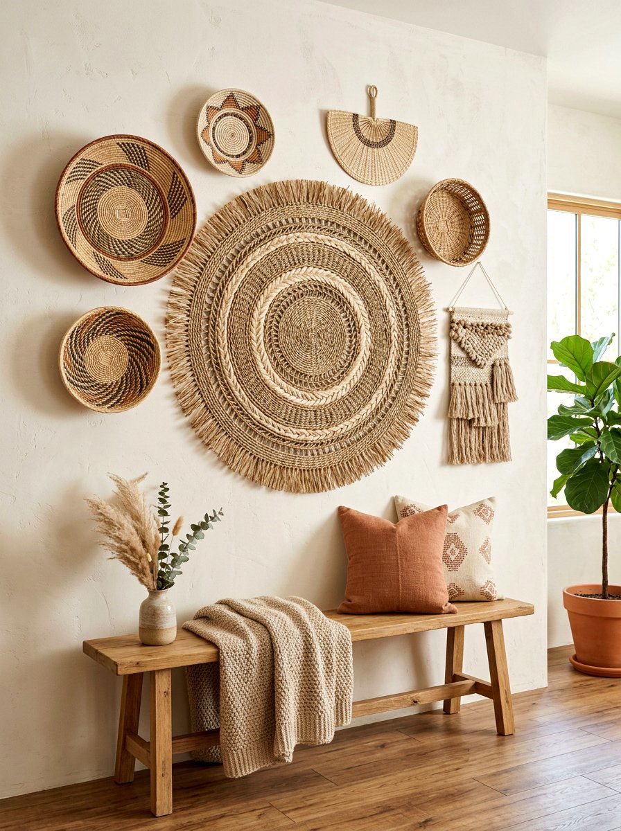 Hanging woven wall art - 30 earthy entryway ideas