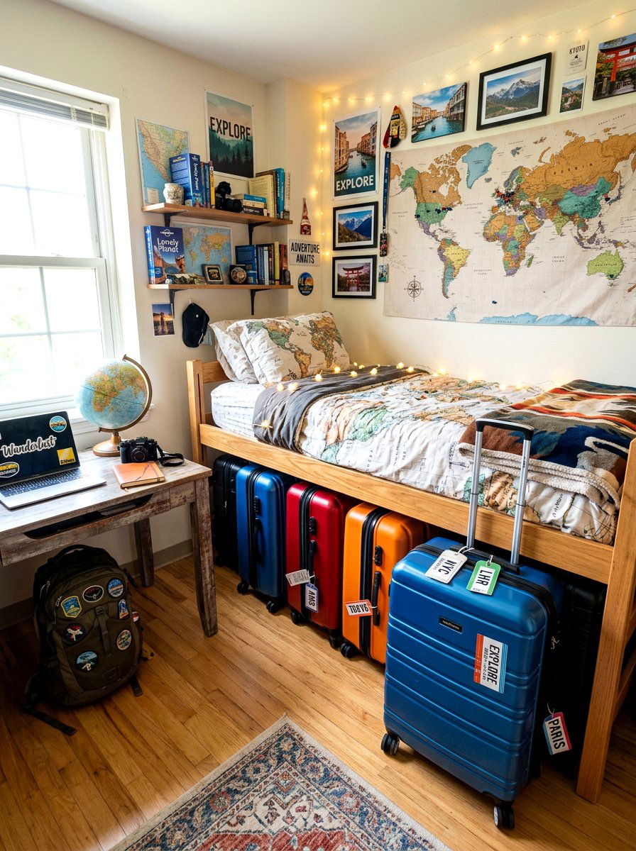 Hard Shell Suitcases - 30 dorm storage under bed ideas
