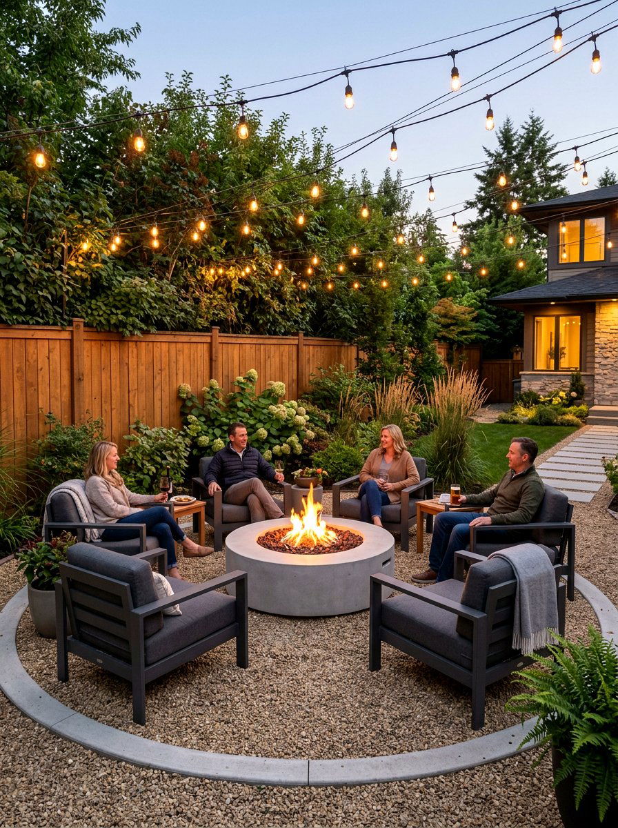 Hardscape Fire Pit - 30 no grass backyard luxury ideas