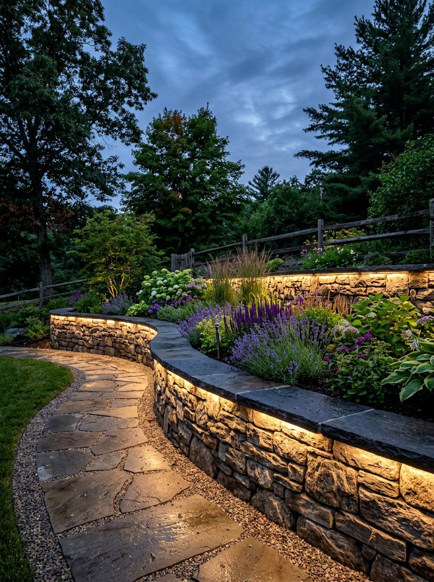 Hardscape Retaining Wall Lighting - 30 front yard lighting ideas