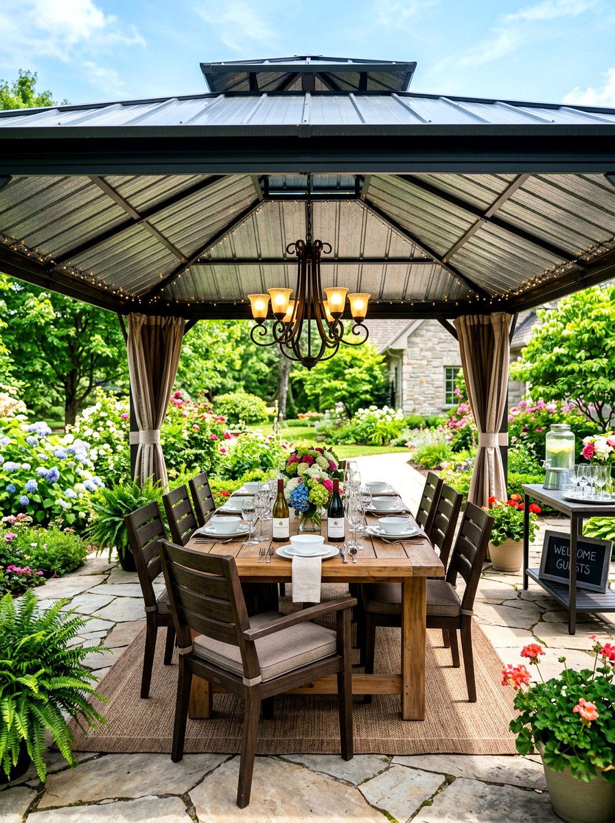 Hardtop dining gazebo - 30 garden party gazebo ideas