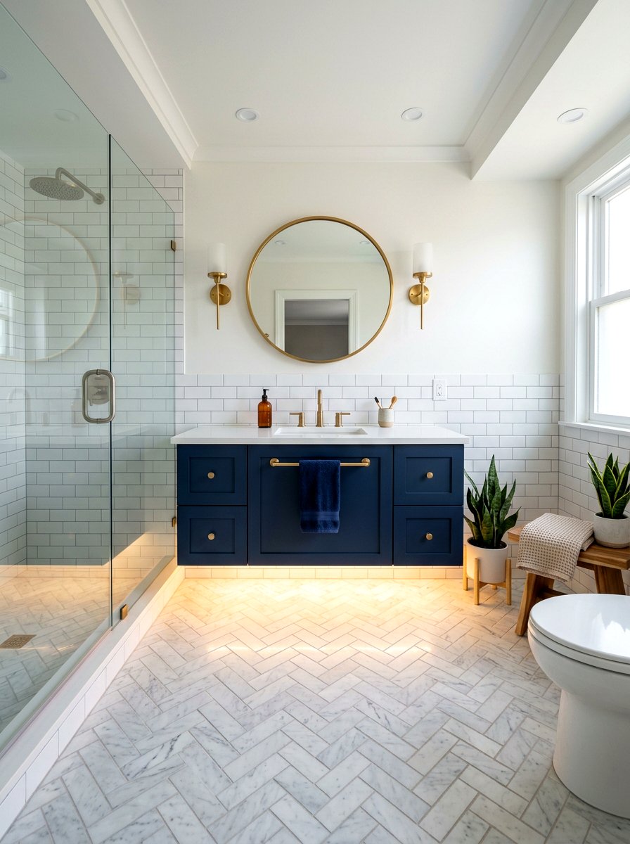 Hardwired led strip bathroom - 30 toe kick bathroom lighting ideas