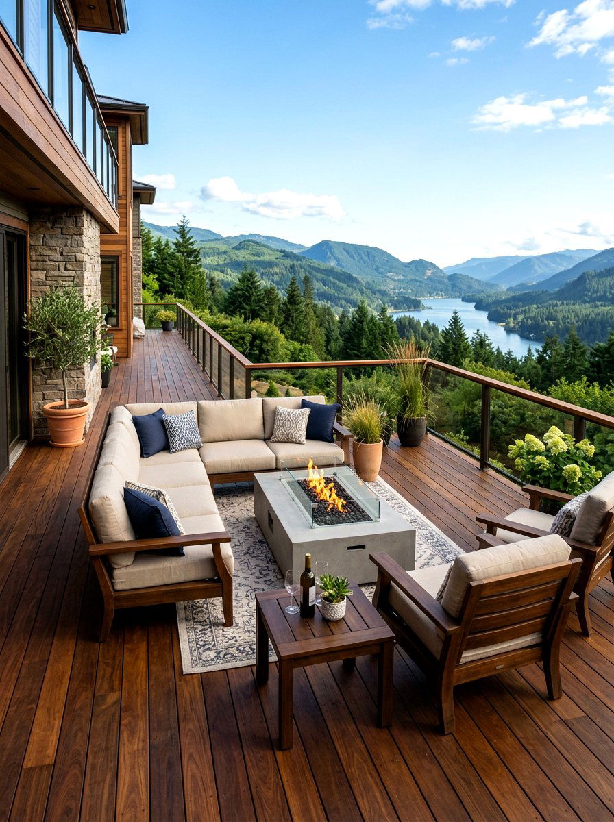 Hardwood Deck Living Space - 30 patio decorating ideas