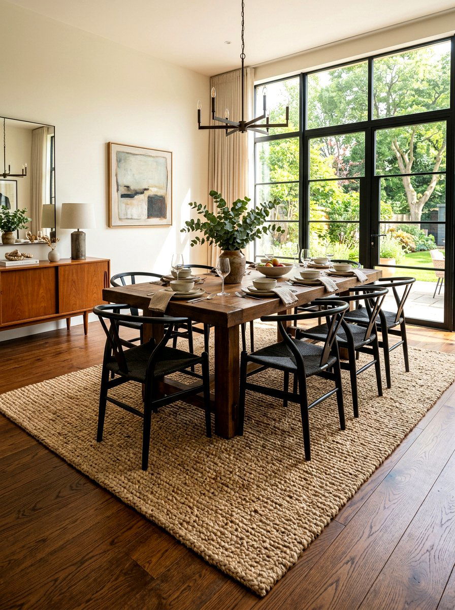 Hardwood Dining Room Rug - 30 jute rug styling ideas