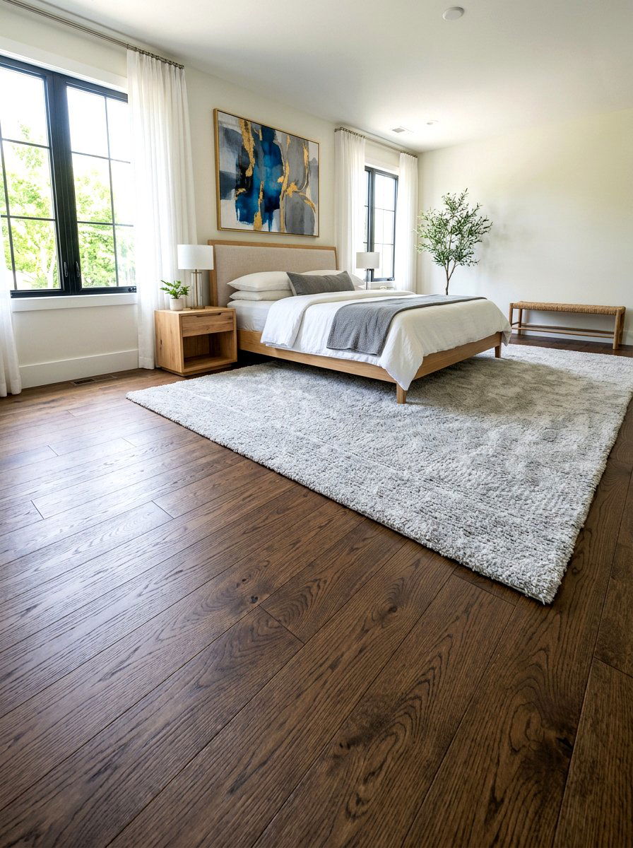 Hardwood Floor With Area Rug - 30 five star suite bedroom ideas