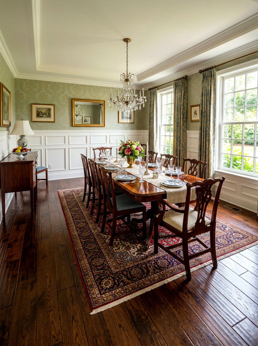 Hardwood Flooring - 30 warm traditional dining room ideas