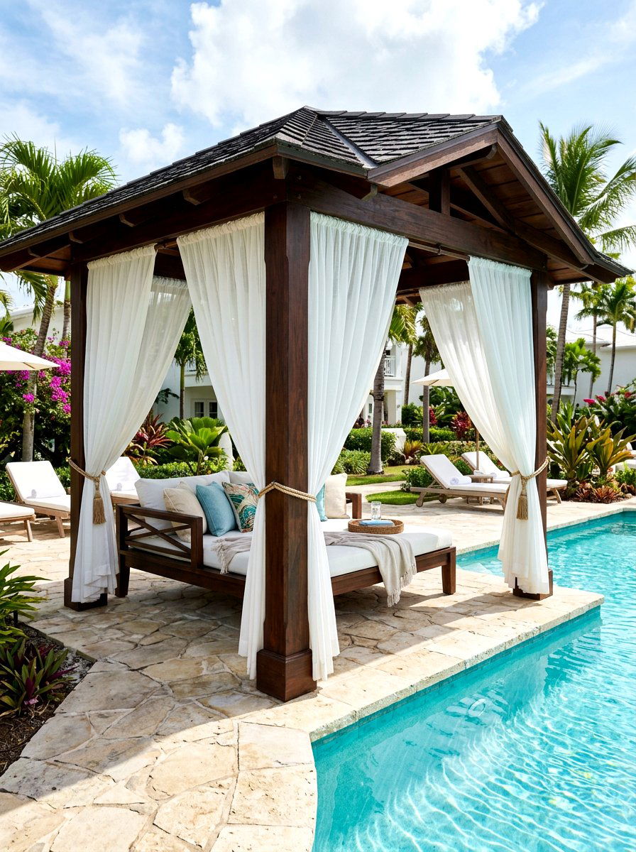 Hardwood Gazebo With Curtains - 30 wooden gazebo ideas