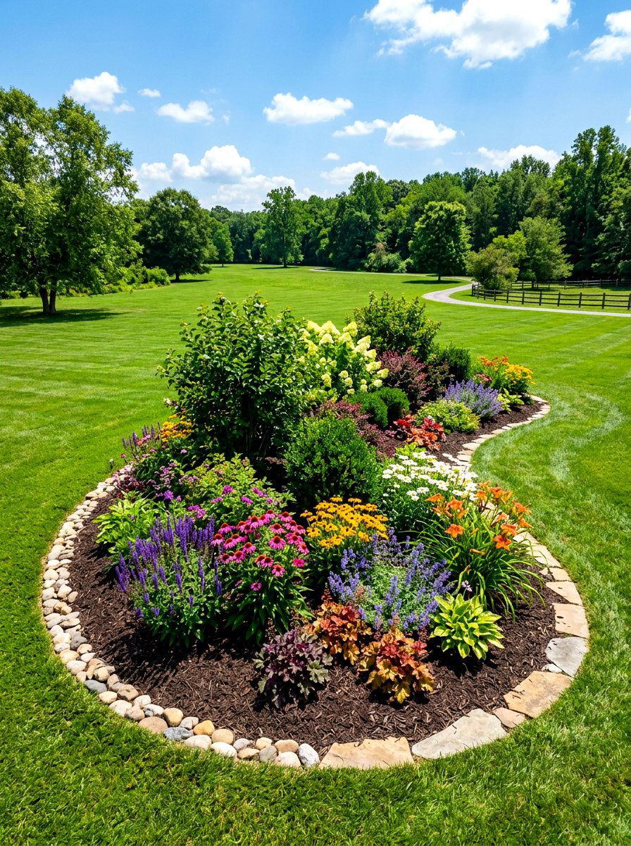 Hardwood Mulch Island - 30 mulch landscaping ideas