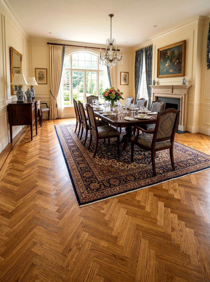 Hardwood Parquet Floors - 30 collected traditional dining room ideas