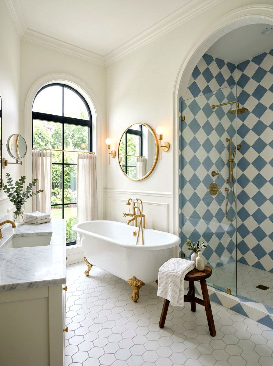 Harlequin tile bathroom design - 30 circuscore home decor ideas