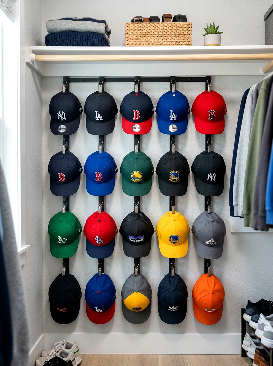 Hat Storage Rack - 30 entry closet organization ideas