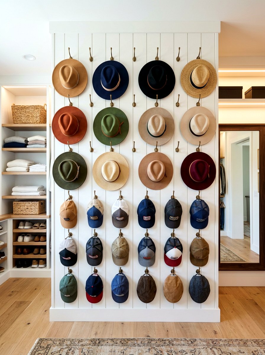 Hat Wall Display - 30 micro closet organization ideas