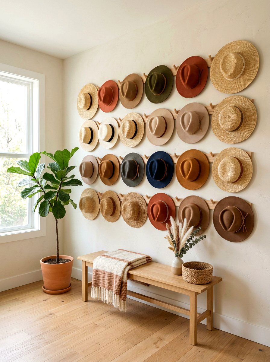 Hat Wall Display - 30 entryway wall decor ideas