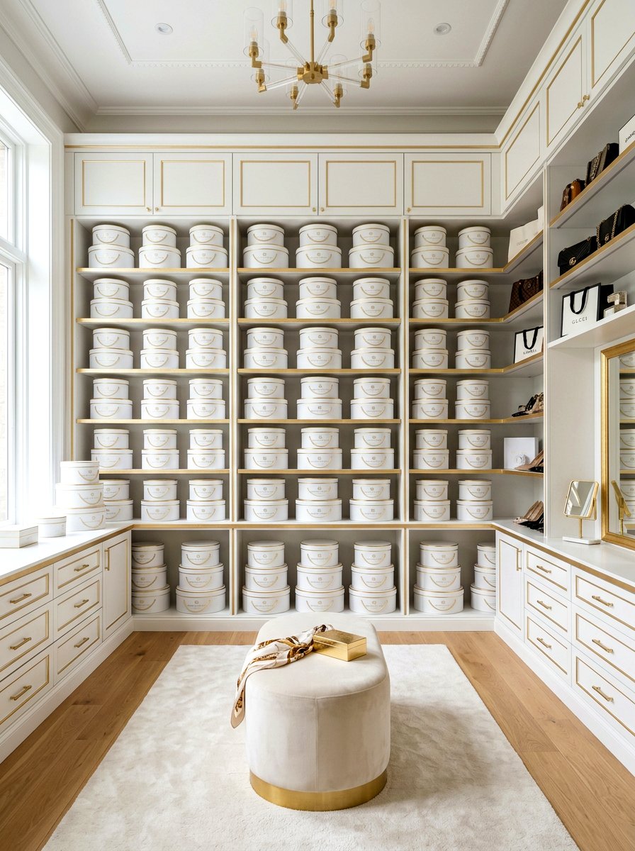 Hat boxes for shelves - 30 hat storage closet ideas
