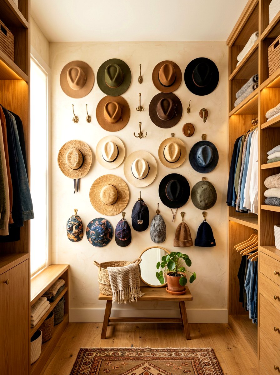 Hat wall display - 30 organizing a coat closet ideas