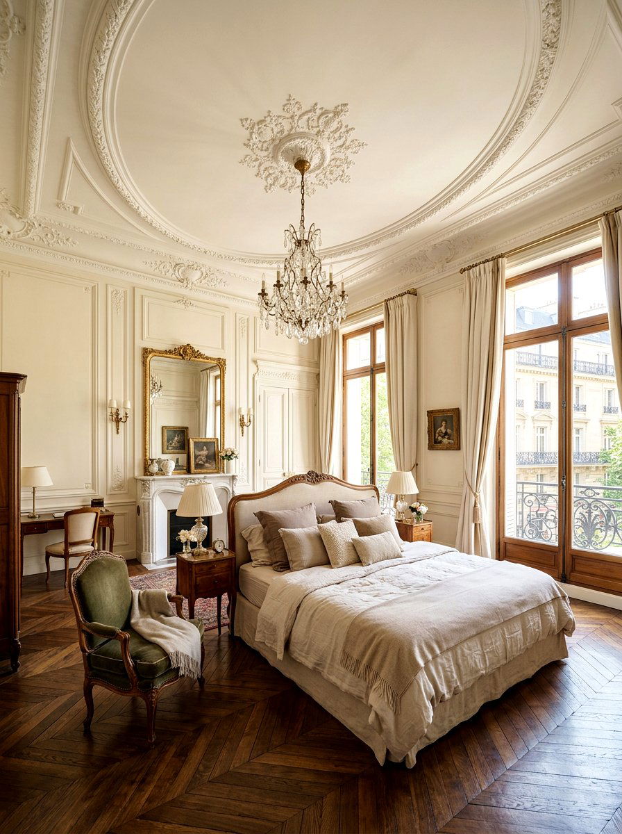 Haussmannian style bedroom - 30 Paris apartment bedroom ideas