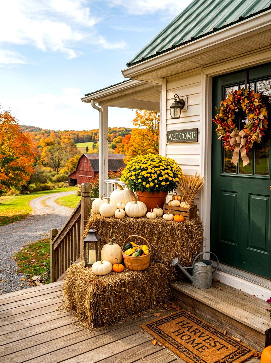Hay Bale Porch Decor - 30 fall front porch ideas