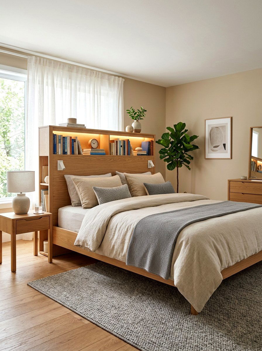 Headboard Storage Bed - 30 storage bed apartment ideas