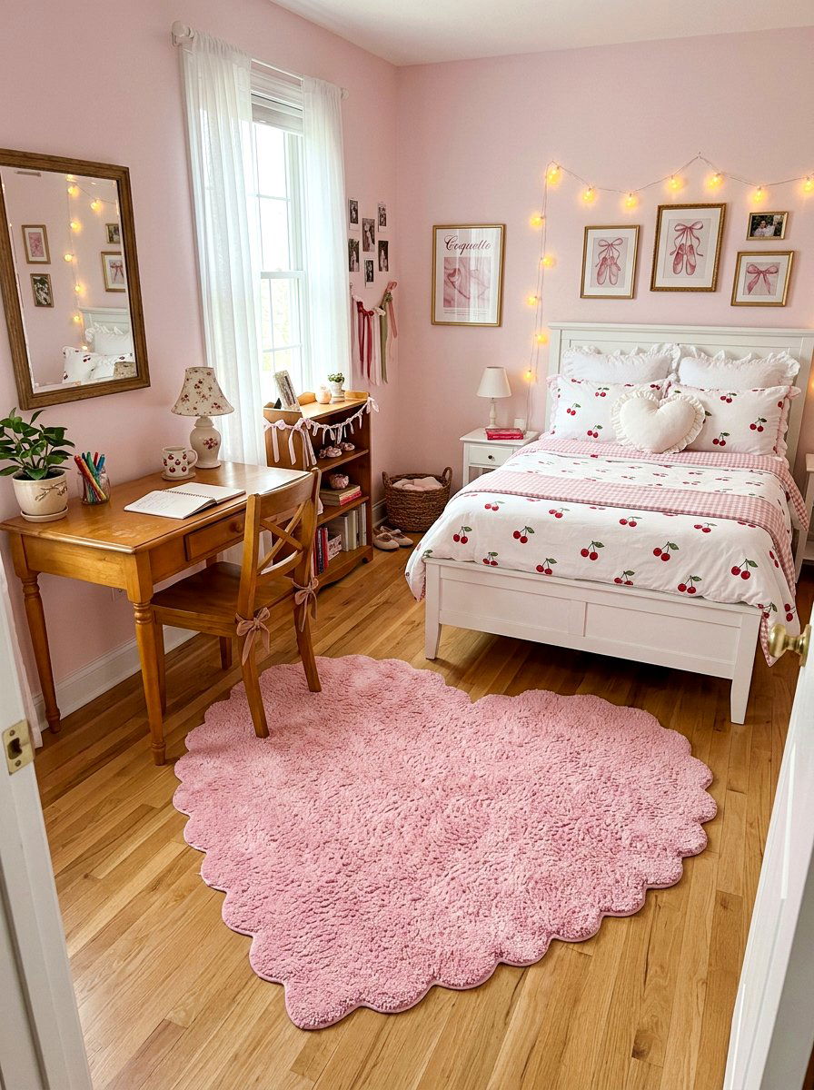 Heart Shaped Rug - 30 coquette room decor ideas