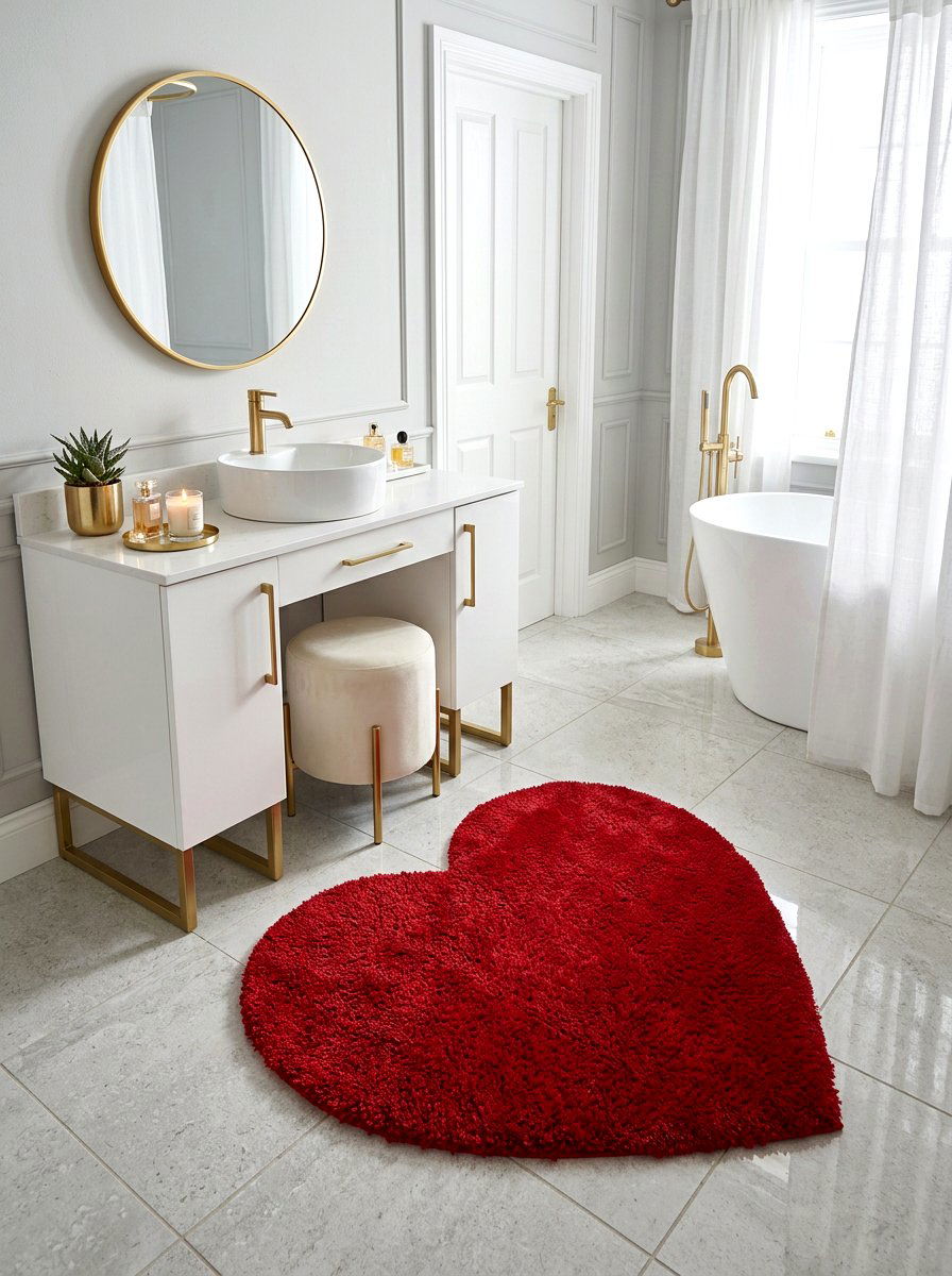 Heart Shaped Rug - 30 dopamine bathroom ideas