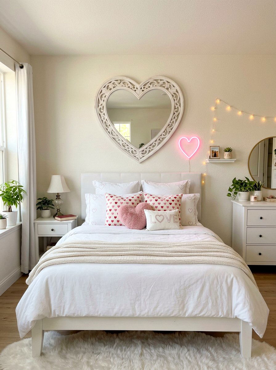 Heart shaped room decor - 30 soft girl room ideas