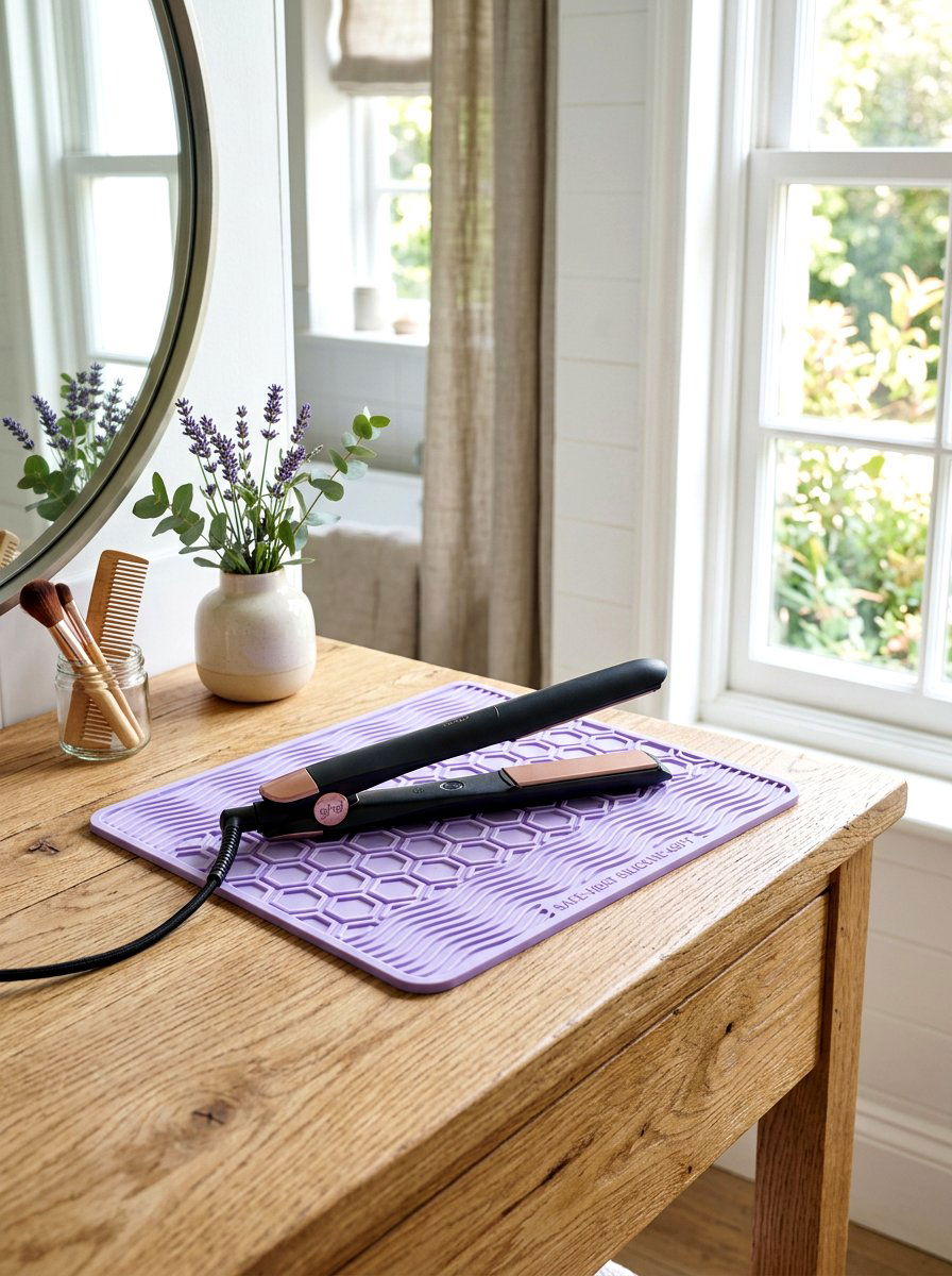 Heat safe silicone mat - 30 hair tool storage ideas