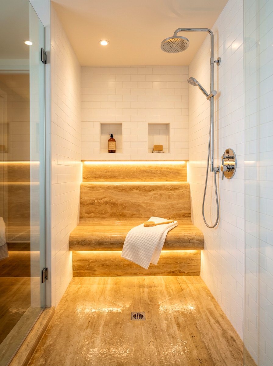 Heated Shower Bench Seat - 30 spa shower ideas