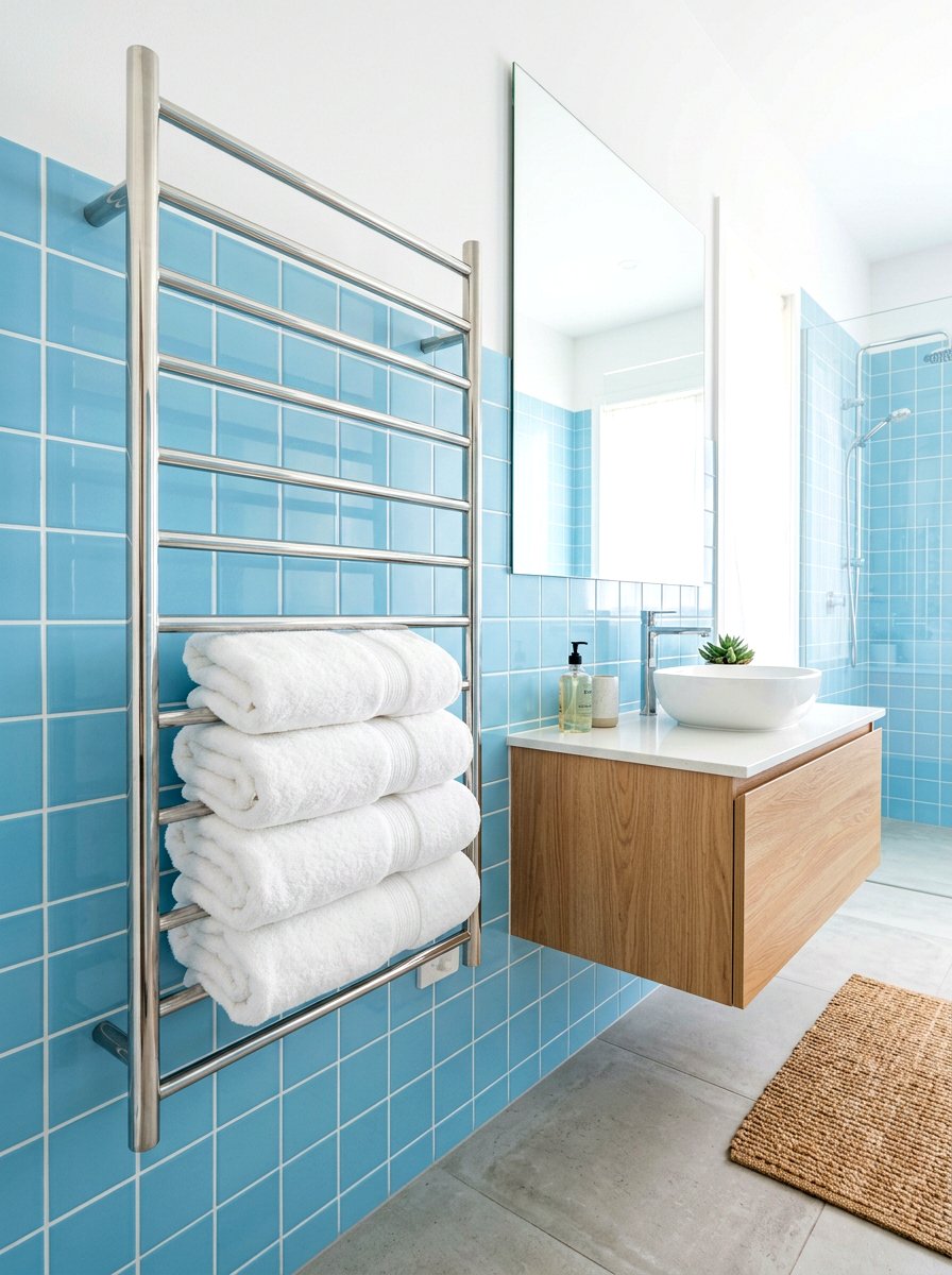 Heated Towel Rack - 30 sensory bathroom ideas