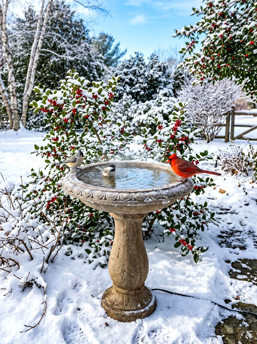 Heated Winter Bird Bath - 30 bird bath ideas