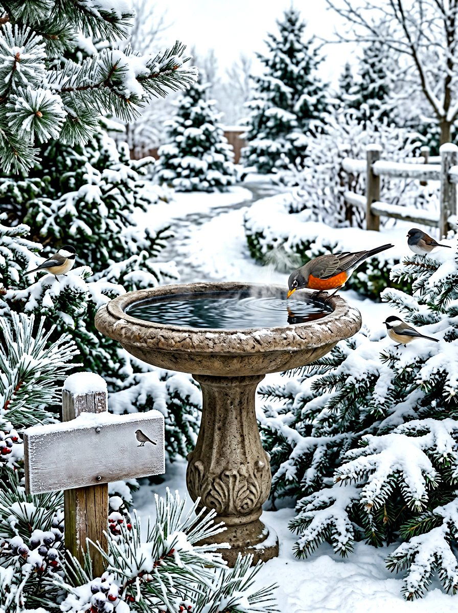 Heated bird bath - 30 front yard bird bath ideas