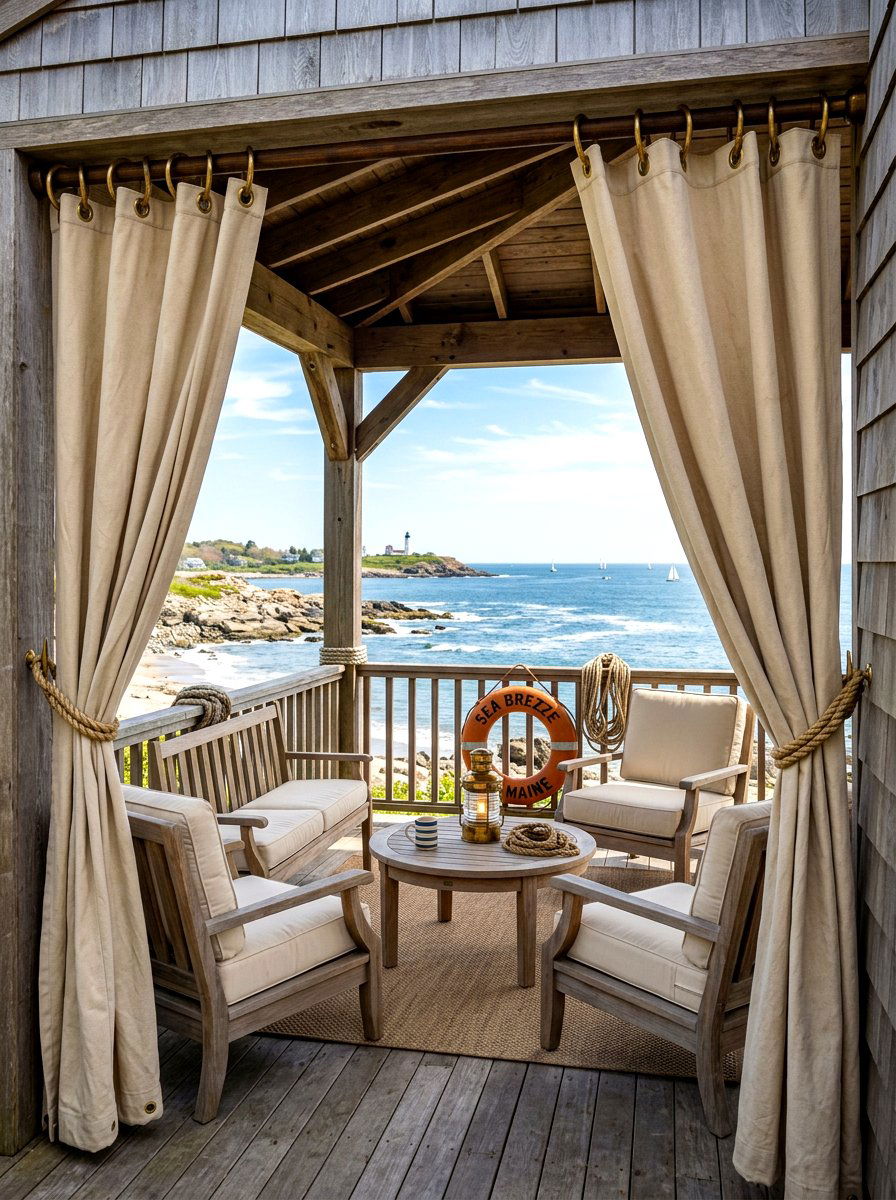 Heavy Canvas Cafe Curtains For Wind - 30 porch with cafe curtains ideas