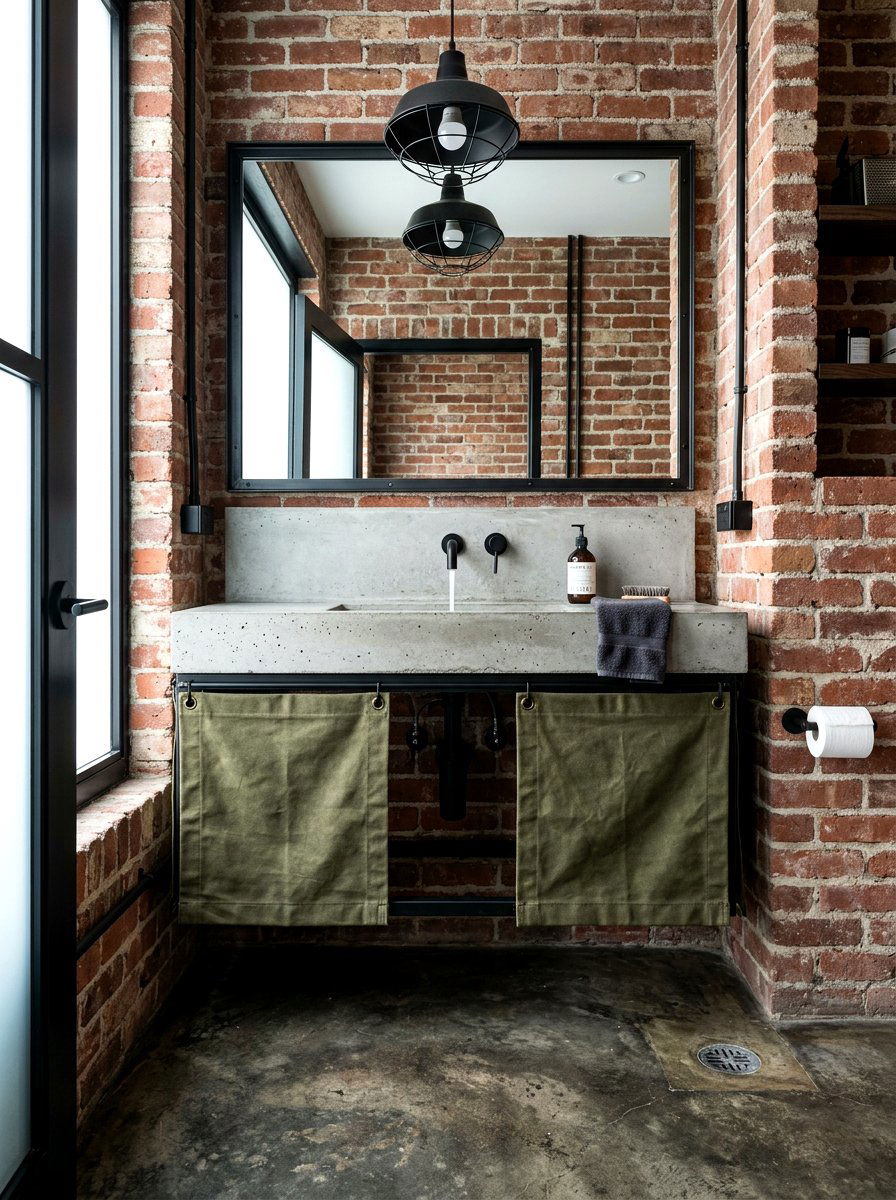 Heavy Canvas Sink Skirt - 30 skirted powder room sink ideas