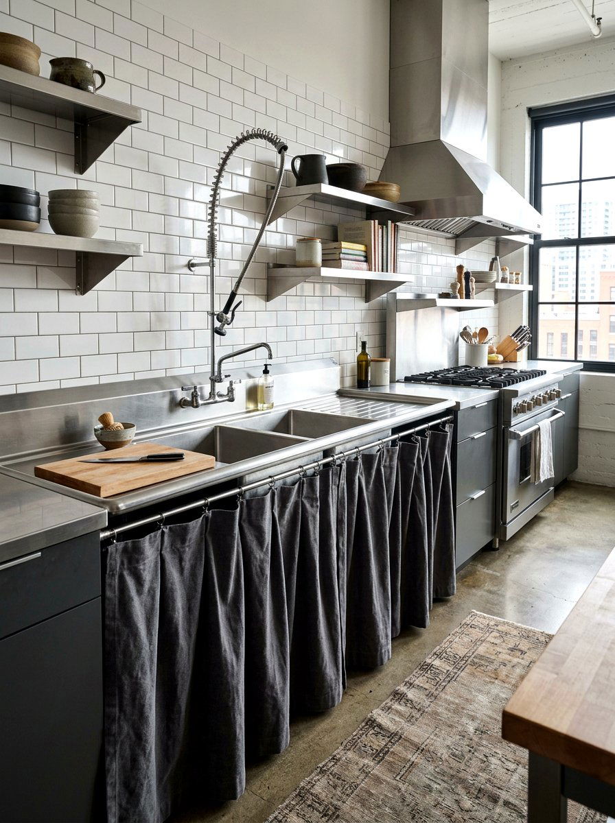 Heavy Canvas Sink Skirt - 30 sink skirt kitchen ideas