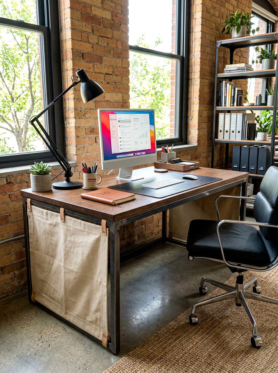 Heavy Canvas Work Desk - 30 skirted table ideas