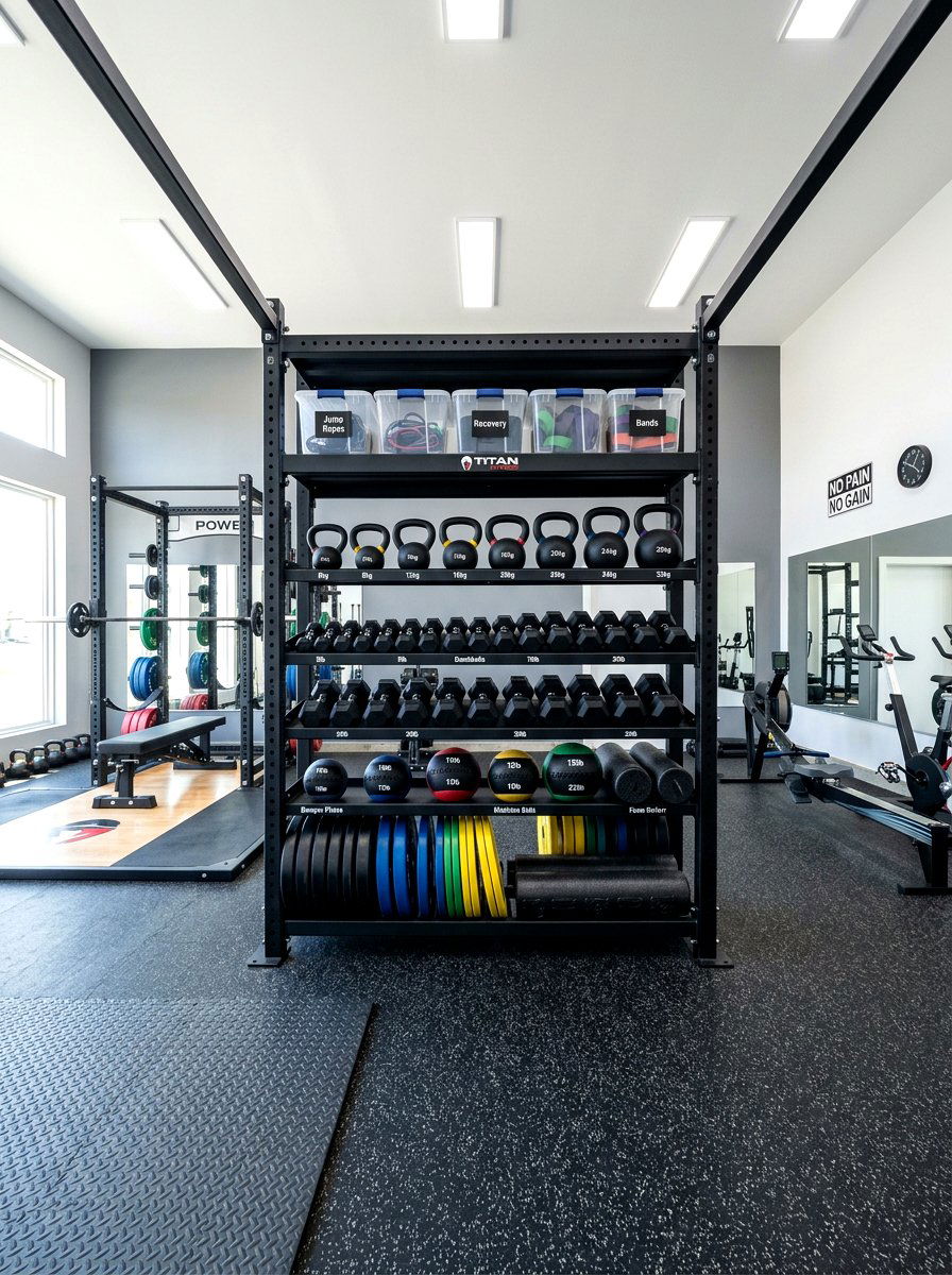 Heavy Duty Gym Shelving - 30 dumbbell storage ideas