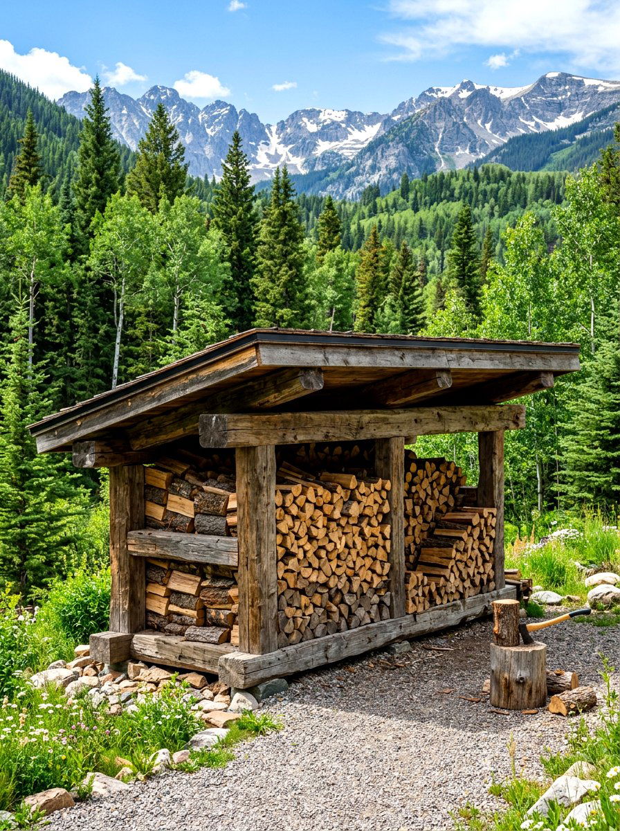 Heavy Duty Log Store - 30 wood storage shed ideas